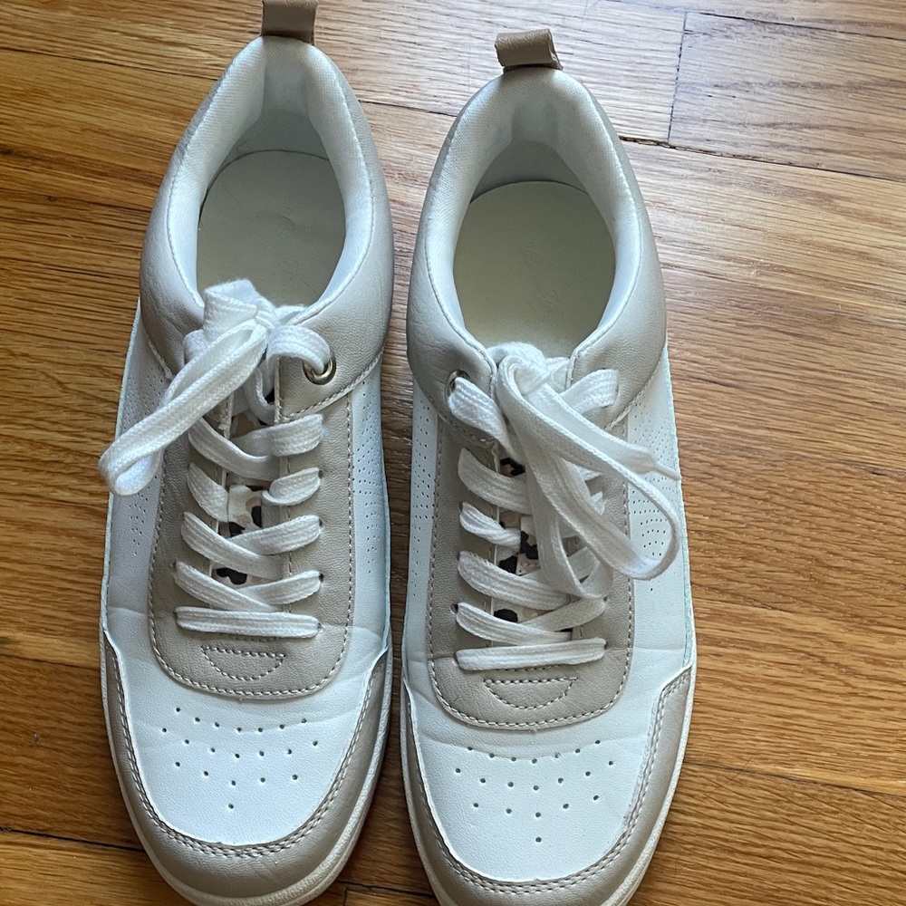 White and Beige Sneakers
